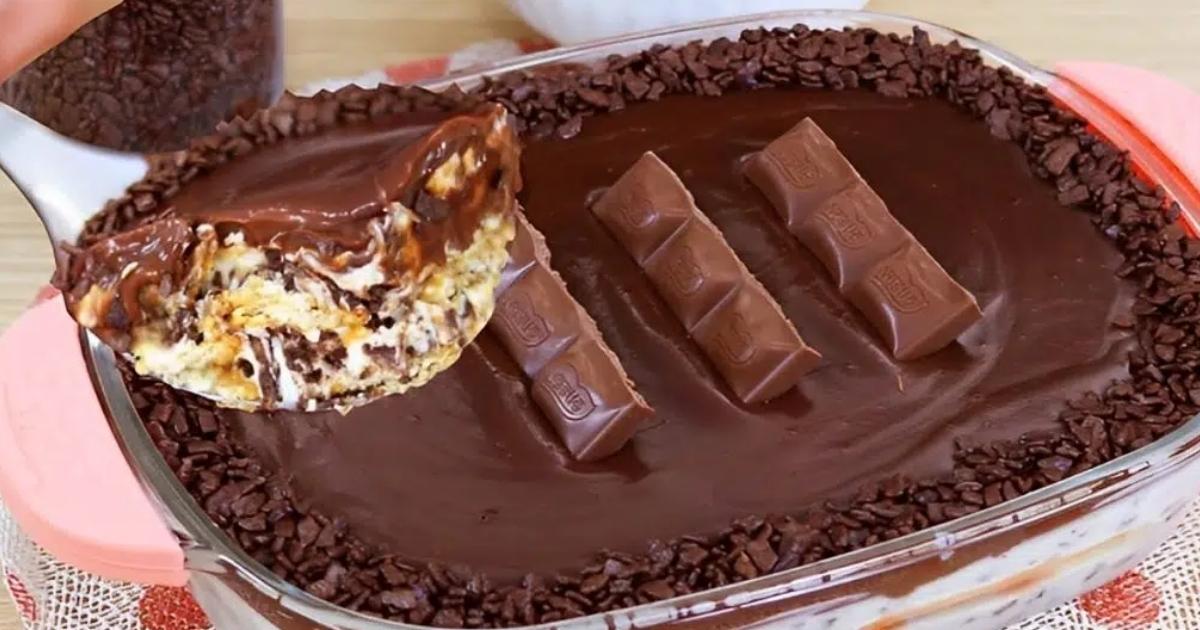 Pavê moça gelada de chocolate, só de olhar dá água na boca